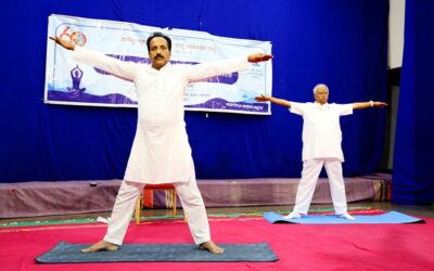 Former ISRO Chairman, Dr. S. Somanath practised Yoga during the 12th IDY celebrations by Rashtrotthana Yoga